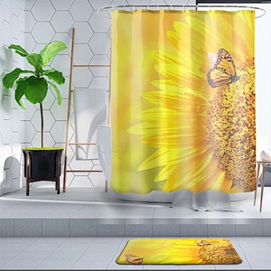 custom printed bathroom shower curtain sets with rugs waterproof butterfly shower curtain