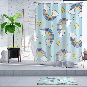Colorful rainbow polyester fabric and  Colorful Beauty Rainbow 3D Printed Custom Bathroom shower curtains for bathroom