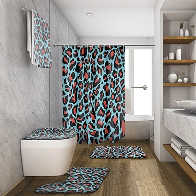 Wholesale Personalized Fashion Home Polyester Square Leopard Cheetah Print Shower Curtain
