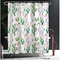 Bathroom curtain set Best Price Polyester Water-proof Fabric Digital Printed Cactus Pattern Shower Curtain