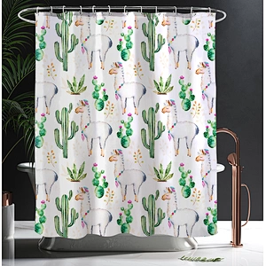 Bathroom curtain set Best Price Polyester Water-proof Fabric Digital Printed Cactus Pattern Shower Curtain