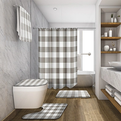 Brief design waterproof bath shower curtains Red Black Buffalo Check Plaid Pattern 100% polyester bath curtain for home decor