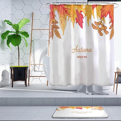 digital print bathroom set custom curtain printing polyester waterproof  fall shower curtains for bathroom