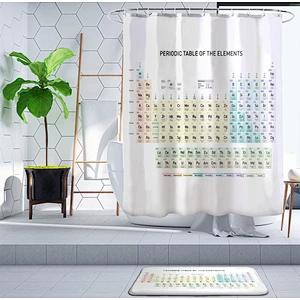 customizable polyester shower curtain  4 pieces washable periodic table shower curtain for bathroom