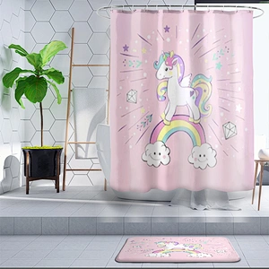 unicorn shower curtain bath curtain  polyester  waterproof mildew resistant antimicrobia peva unicorn curtains for bathroom