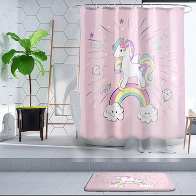 unicorn shower curtain bath curtain  polyester  waterproof mildew resistant antimicrobia peva unicorn curtains for bathroom