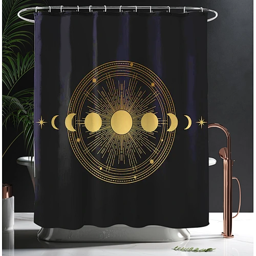 custom printed shower curtains Moon Sun Fancy Bohemia European Style Printed 3D Simple Bathroom Shower Curtain