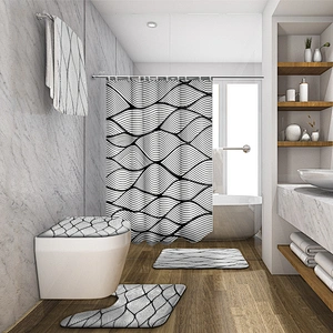 Geometric  polyester Shower Curtain Vintage Farmhouse Moroccan Tile Pattern Modern Art Home Bathroom Decor Curtain