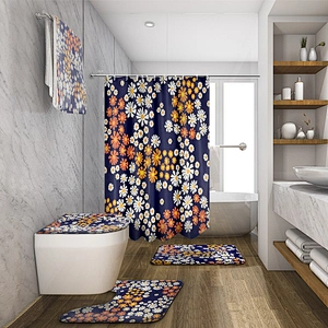 toilet curtain sets  custom shower curtain polyester  anti-bacterial  water repellent boho shower curtain for bathroom