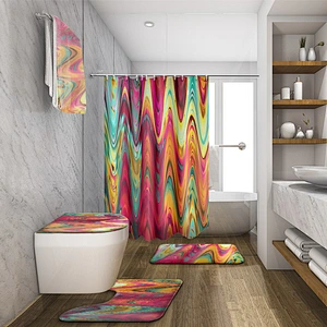 Nice And Colorful Shower Curtain, Rainbow Painting 3d Digital Printing Polyester Shower Curtain