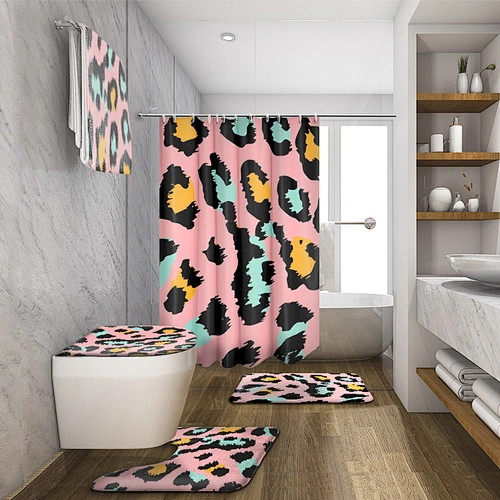 Wholesale Personalized Fashion Home Polyester Square Leopard Cheetah Print Shower Curtain