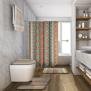 toilet curtain sets  custom shower curtain polyester  anti-bacterial  water repellent boho shower curtain for bathroom