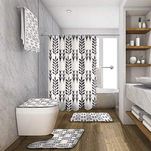 toilet curtain sets  custom shower curtain polyester  anti-bacterial  water repellent boho shower curtain for bathroom