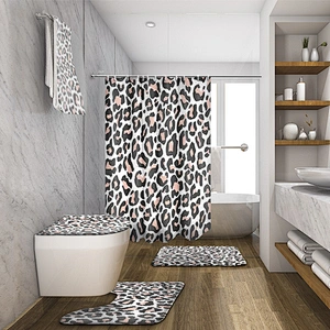 Wholesale Personalized Fashion Home Polyester Square Leopard Cheetah Print Shower Curtain