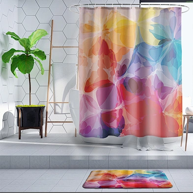Colorful rainbow polyester fabric and  Colorful Beauty Rainbow 3D Printed Custom Bathroom shower curtains for bathroom