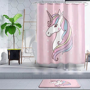 unicorn shower curtain bath curtain  polyester  waterproof mildew resistant antimicrobia peva unicorn curtains for bathroom