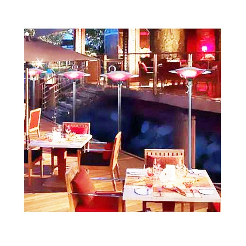 restaurant coffee bar stainless aluminum floor standing lamp umbrella shape 1500W 2100W 3000W electric patio outdoor heater