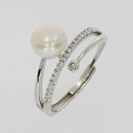 freshwater pearl engagement ring with 925 sterling silver