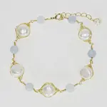 freshwater pearl brass wire chain bracelet