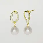 simple fashion unique freshwater pearl drop silver cz stud earrings gold plated