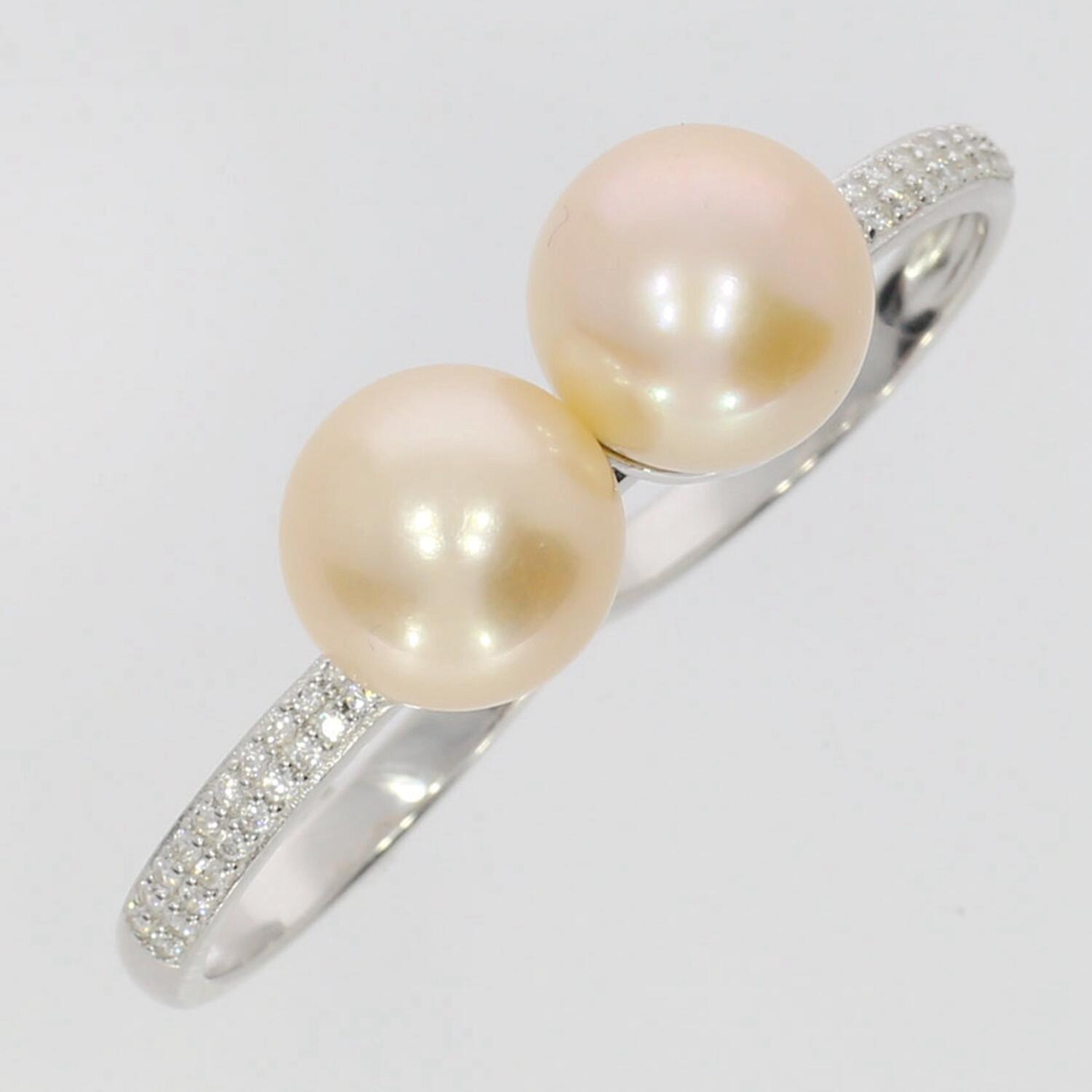 925 sterling silver cz ring with 10-11mm double freshwater pearl ring elegant wedding jewelry for women men