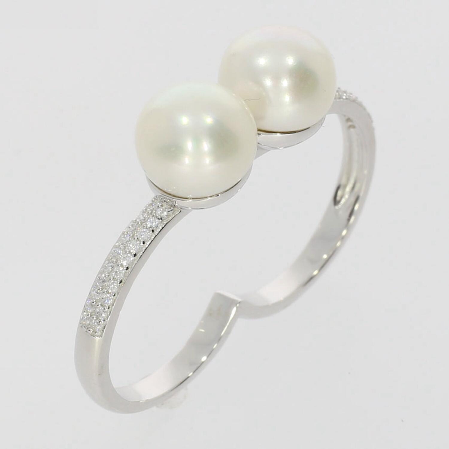 Cultured freshwater double pearl cubic zirconia rings jewelry with 925 sterling silver cz ring for women and men