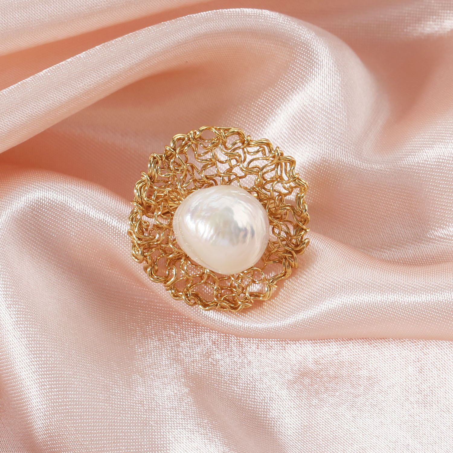 14-15mm edison pearl ring for men and women brass freshwater pearl gold plated ring