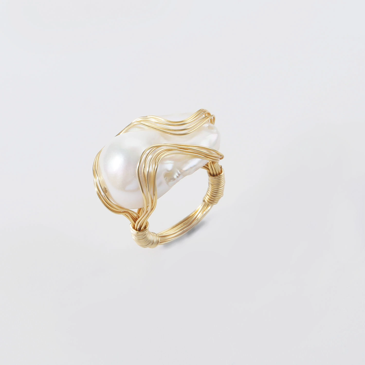 Cultured freshwater pearl ring baroque pearl jewelry the brass wire ring pearl engagement rings for women and men