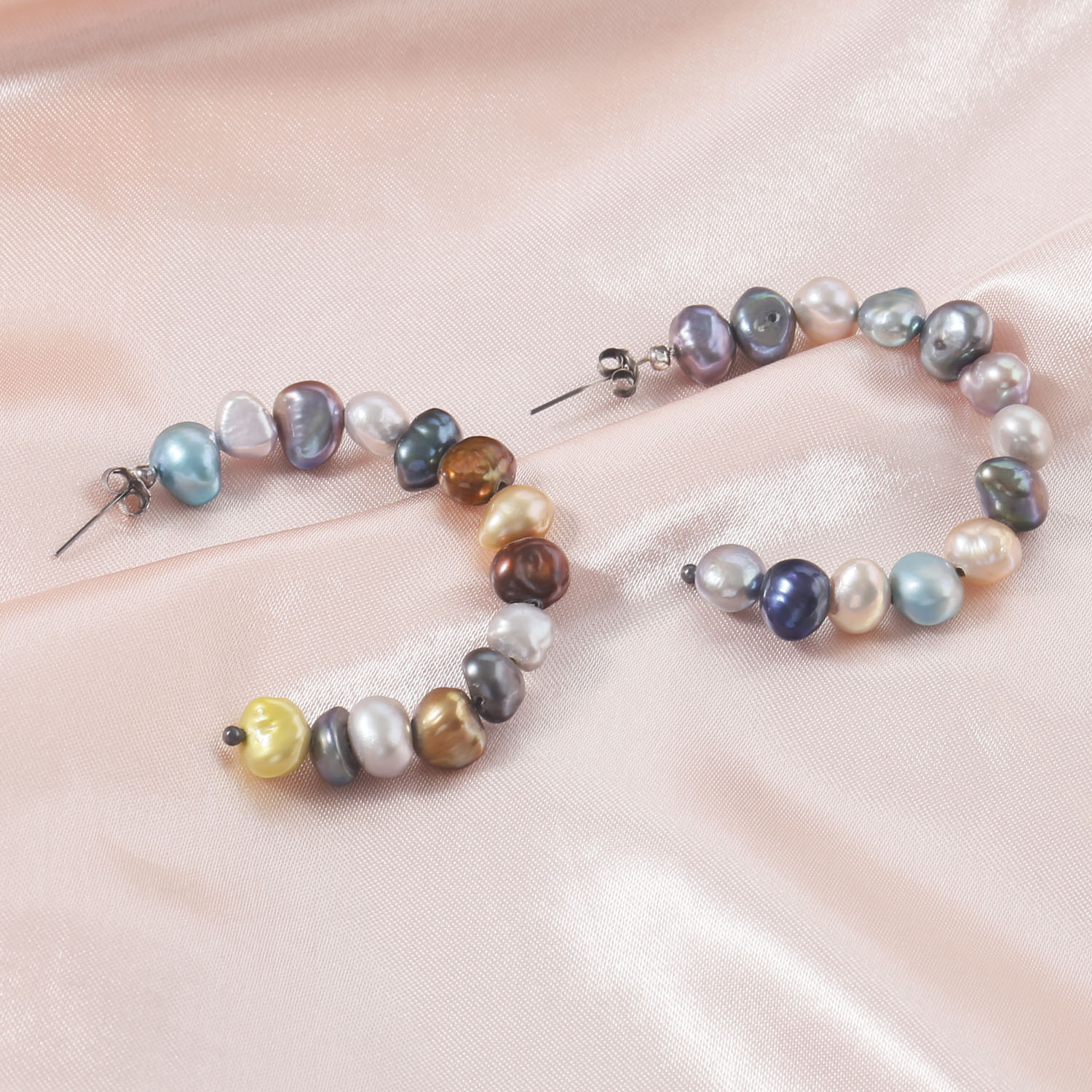 baroque pearl mini c hoop earrings silver earrings jewelry gifts