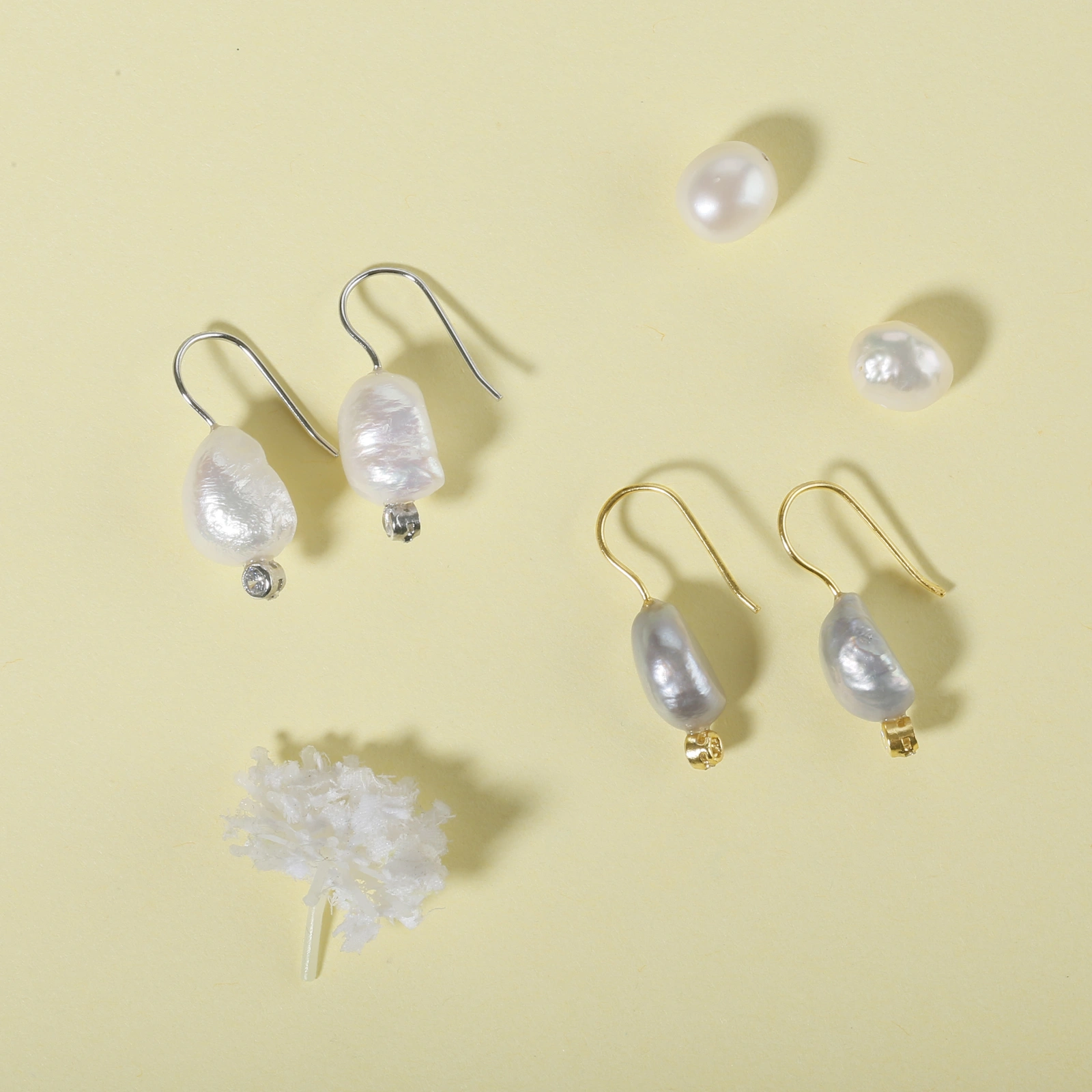 simple elegant large freshwater baroque pearl silver cz earrings