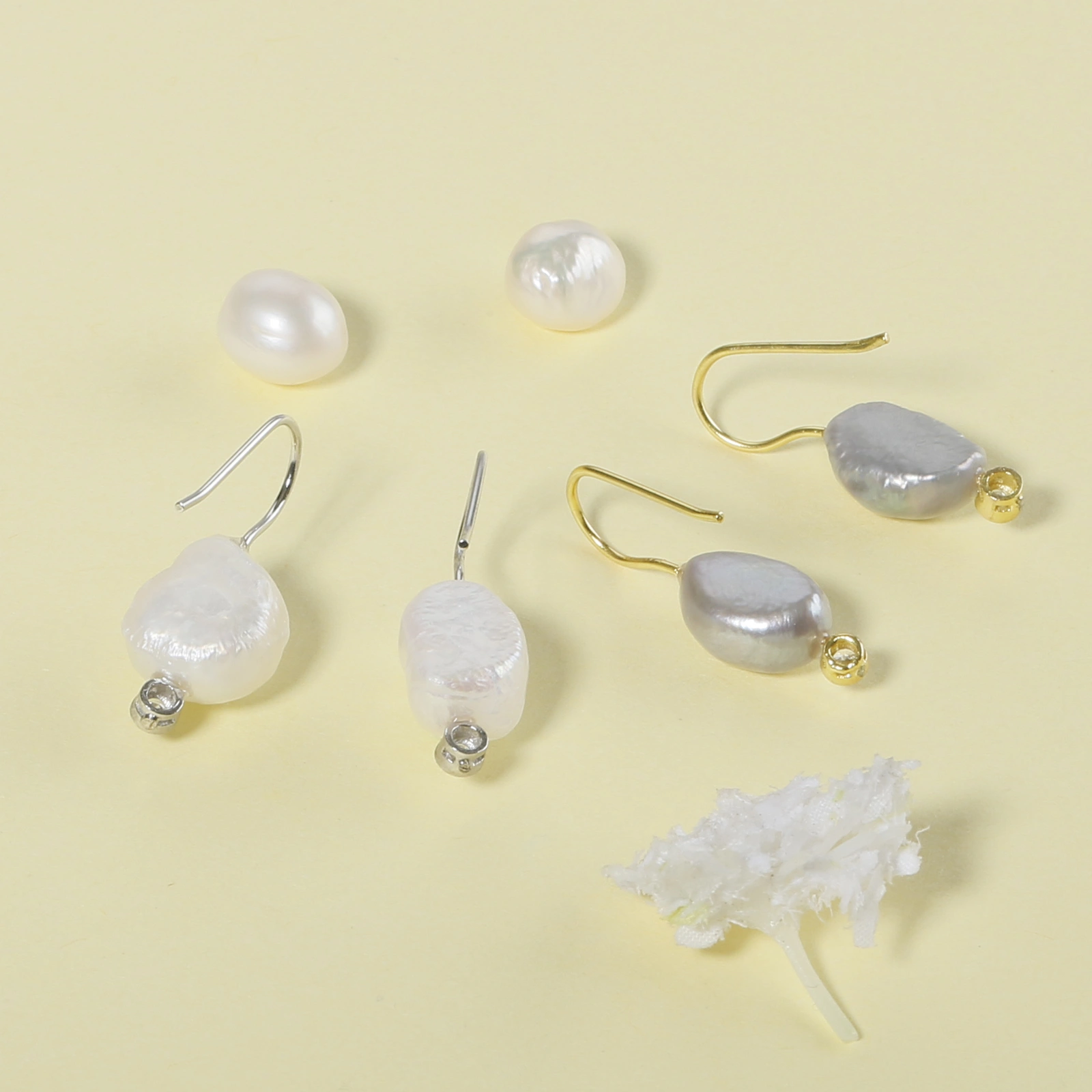 graceful women baroque pearl earrings simple silver cz earrings