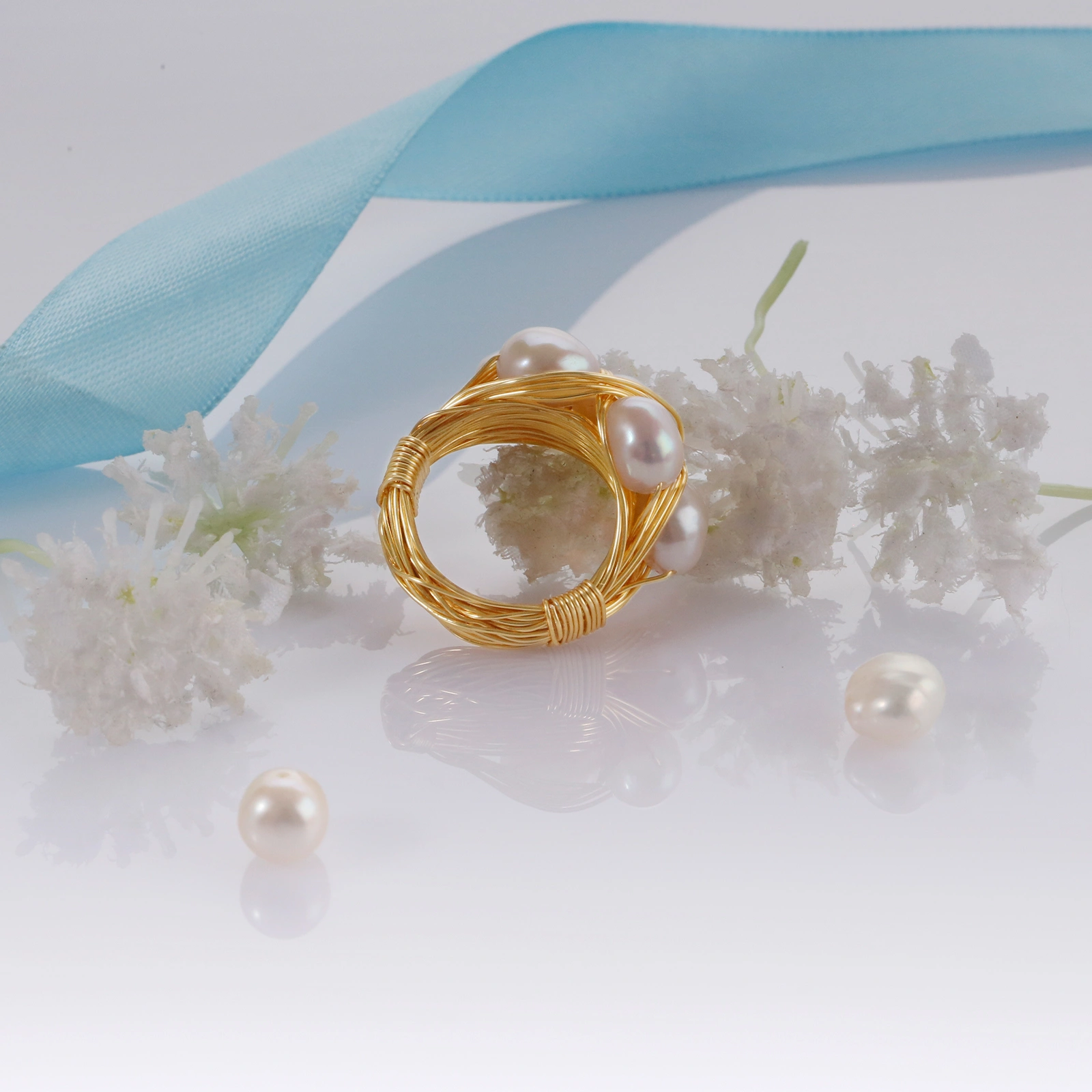 fashion handmade elegant freshwater pearl copper wire ring for women men best jewelry gifts
