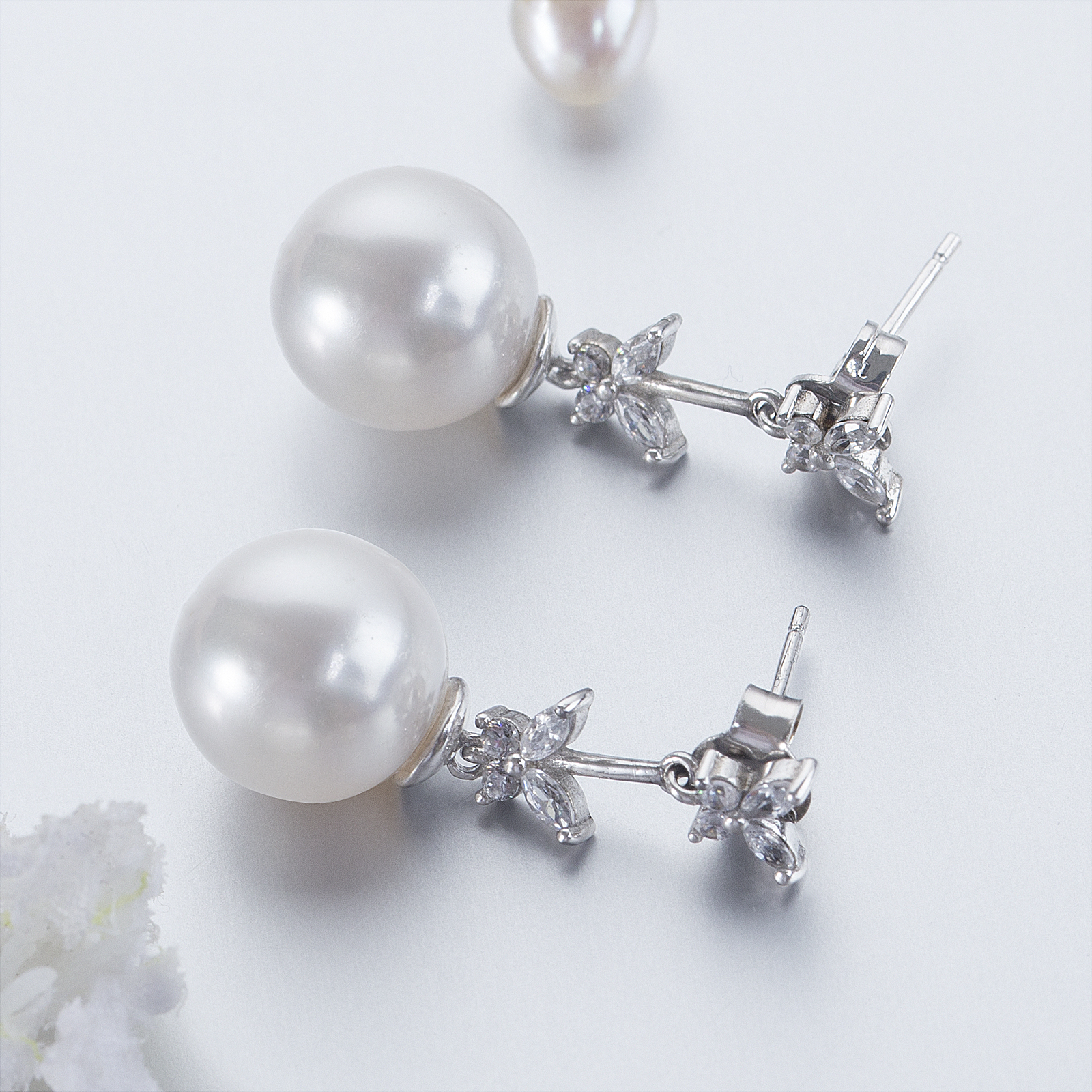 silver stud earrings graceful butterfly crystal