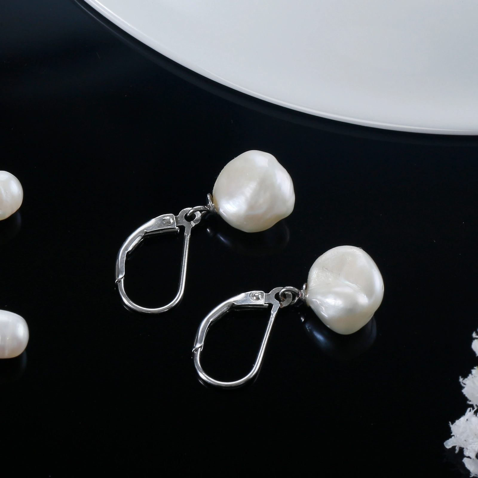 925 sterling silver leverback earrings elegant keshi pearl dangle earrings for women girls