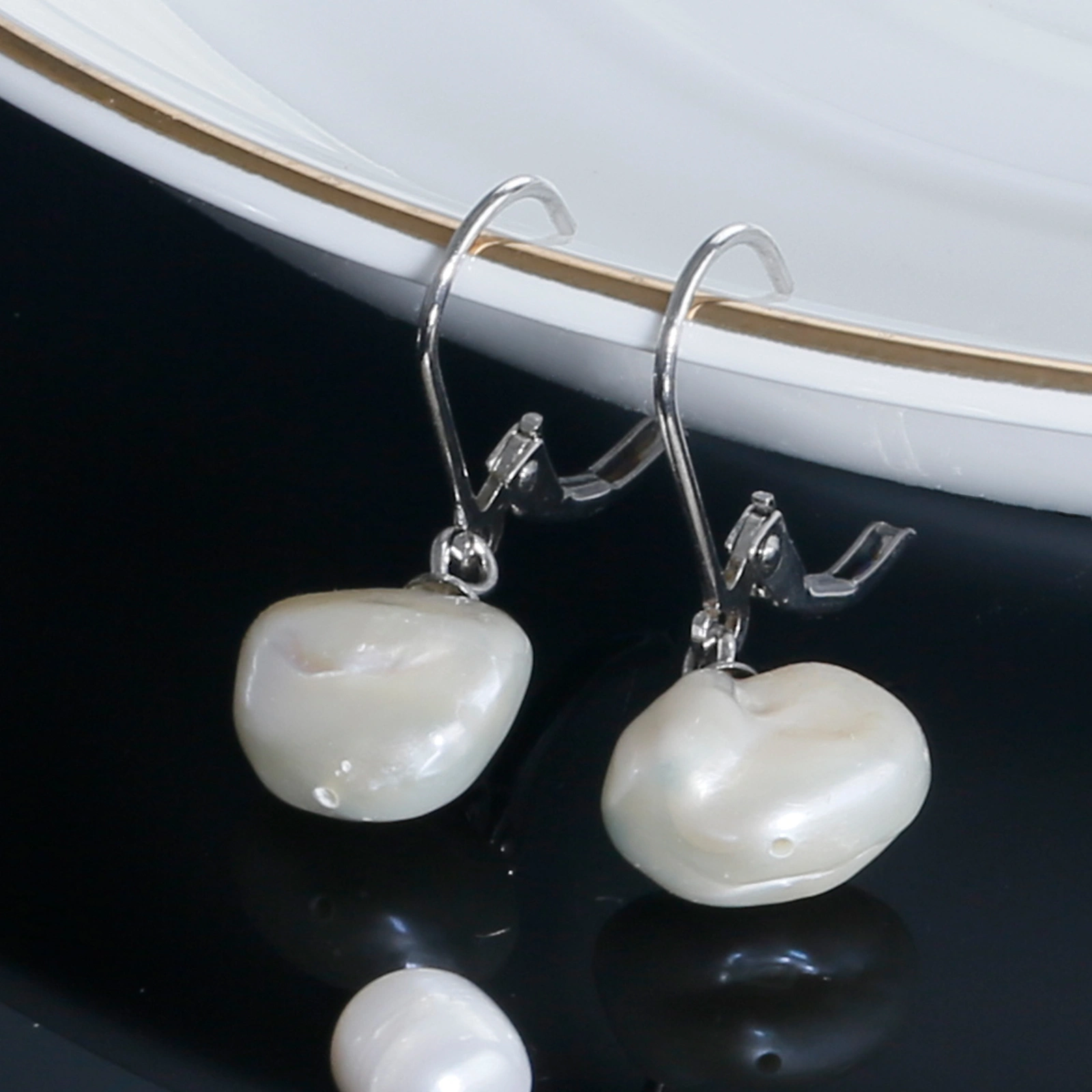 simple 9-10mm freshwater keshi pearl drop leverback earrings graceful women jewelry