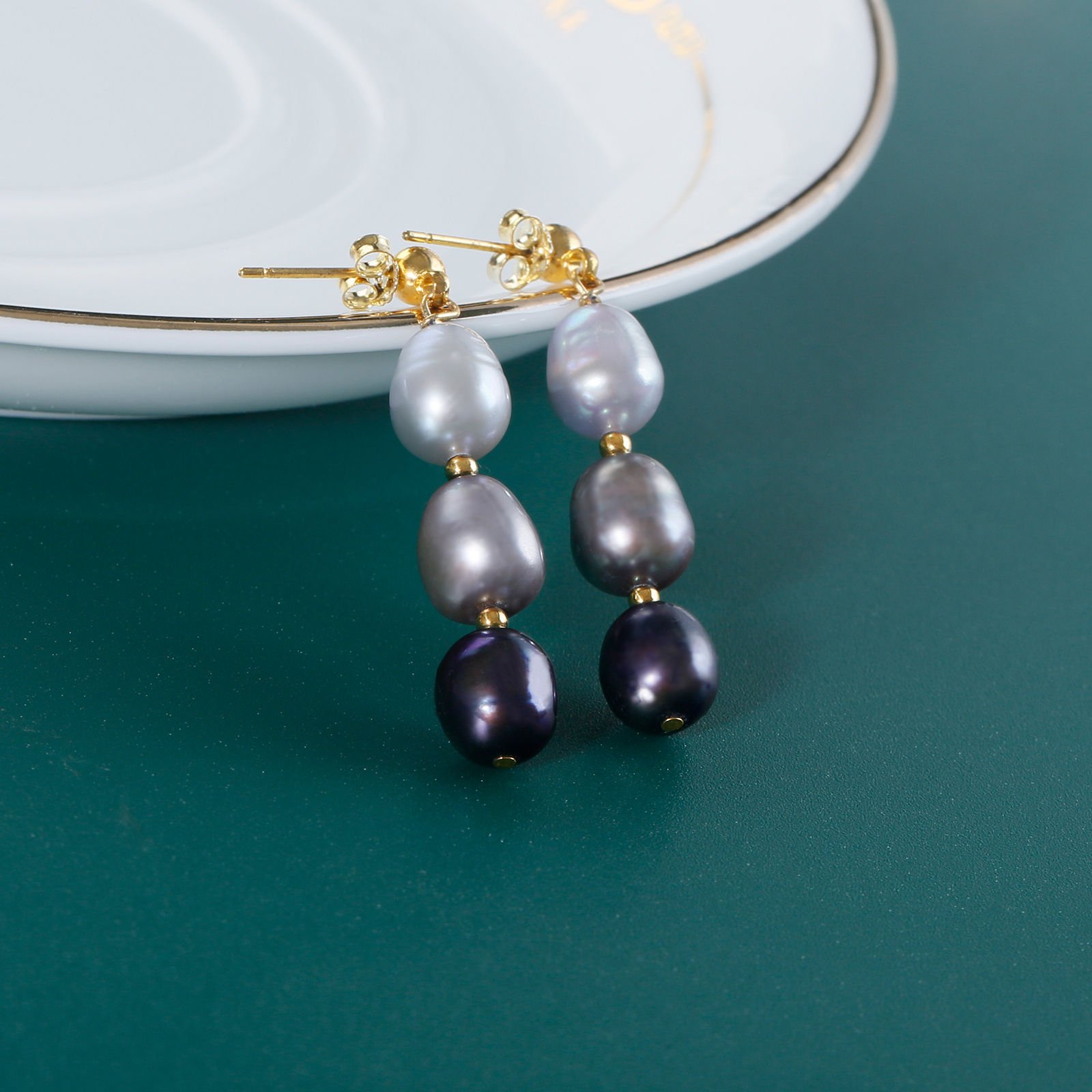 trilaminar pearl silver stud earrings elegant jewelry