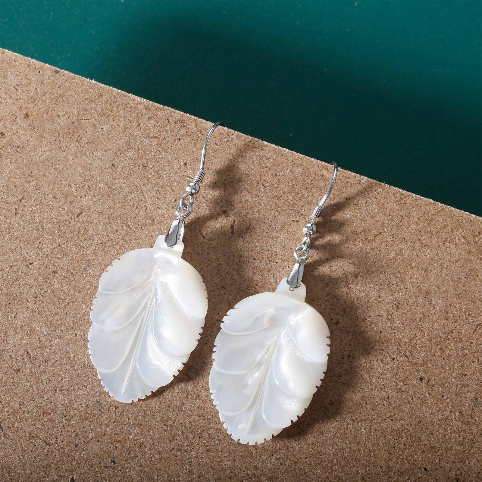 simple silver hook with leaf shell pearl drop earrings fashion jewelry gifts