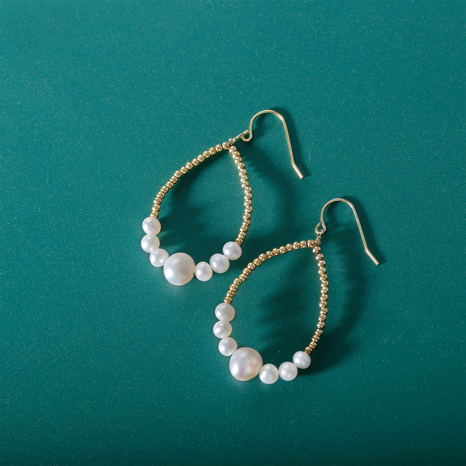 fashion craft pearl silver beads teardrop silver hook earrings