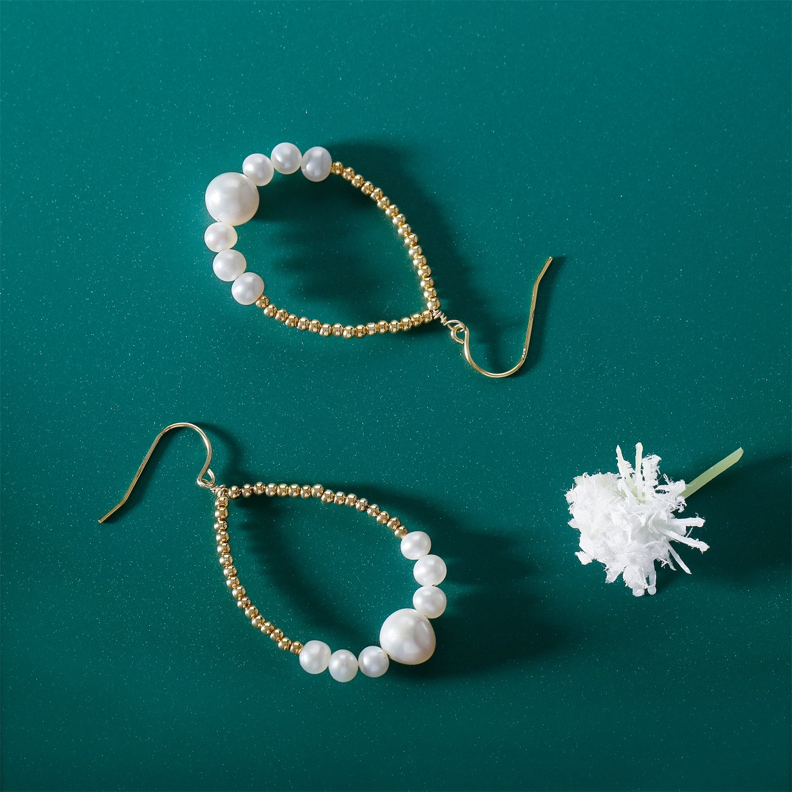 fashion women jewelry silver beads pearl teardrop silver hook earrings made by hand