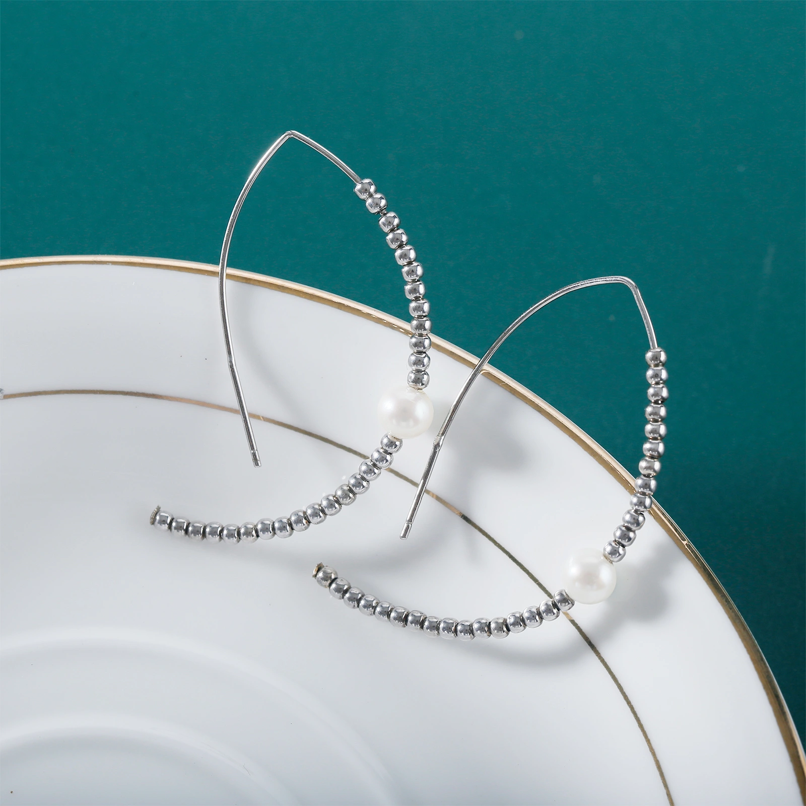 35mm diameter silver hook pearl earrings elegant women jewelry