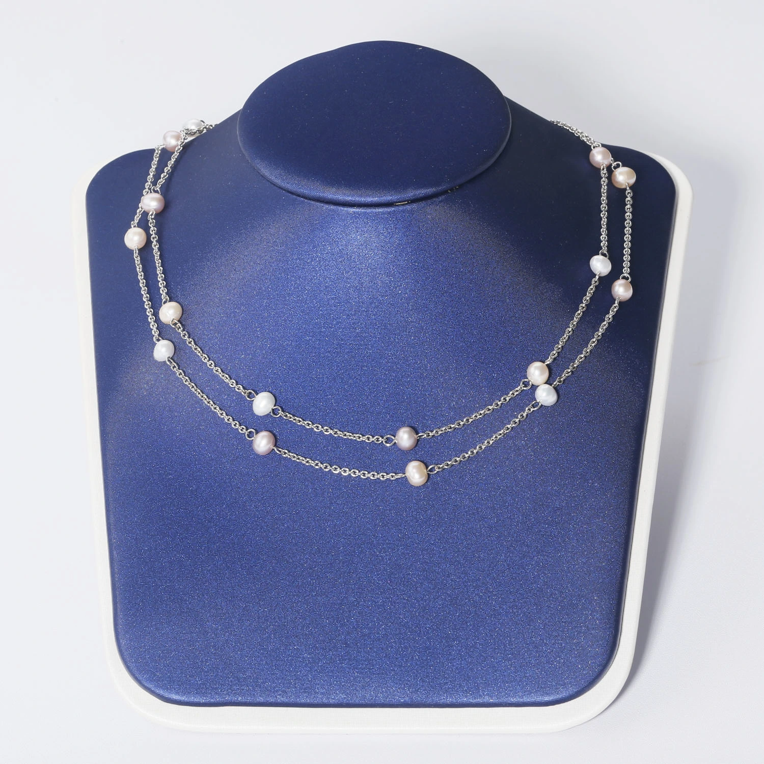 5-6mm freshwater pearl silver chain necklace rodium plated for women jewelry gifts