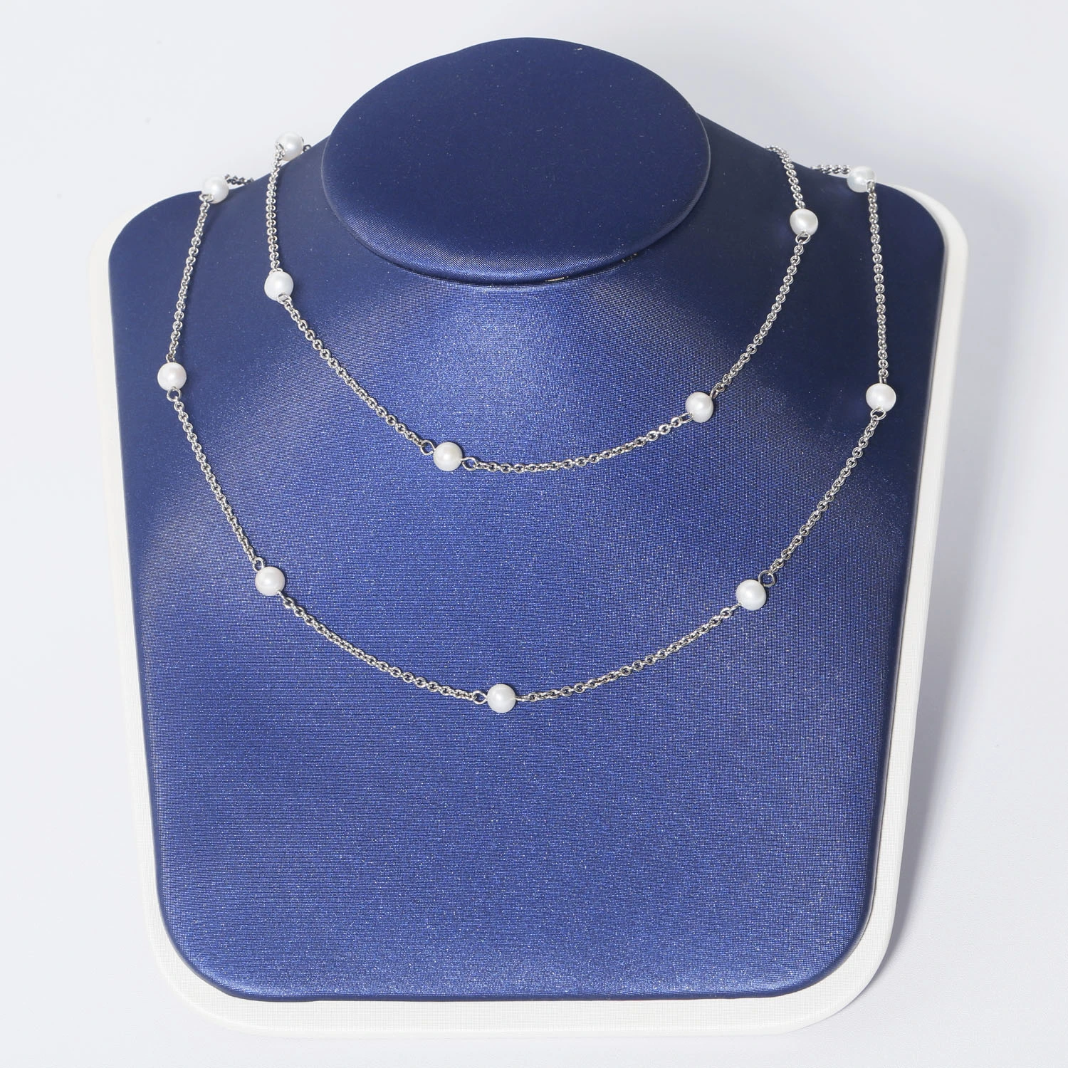 Fashion handmade pearl silver chain necklace