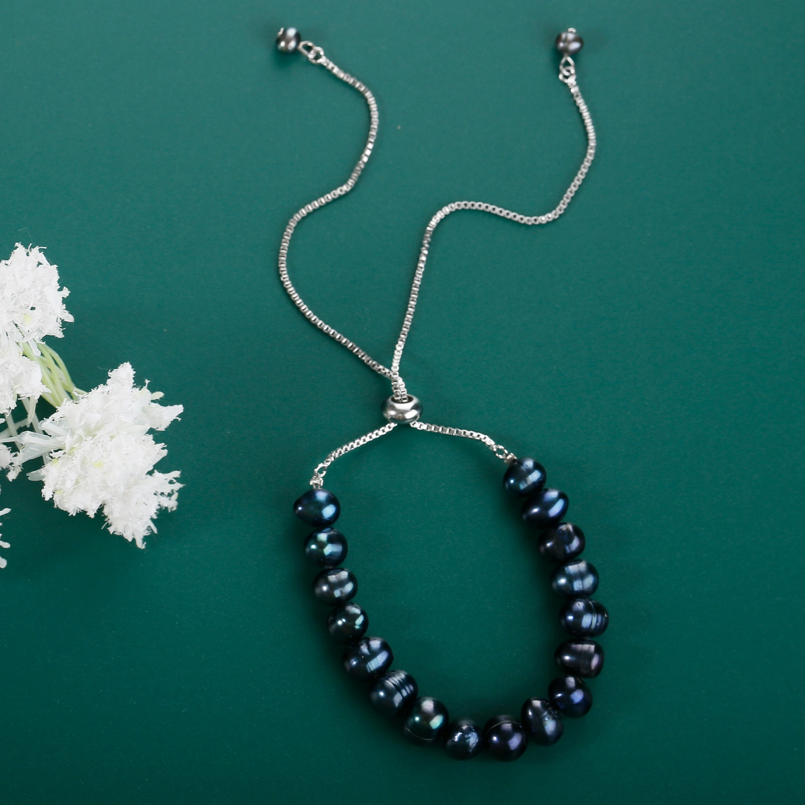6-7mm peacock pearl bracelet with sterling silver adjustable bracelet chain fashion pearl jewelry gift