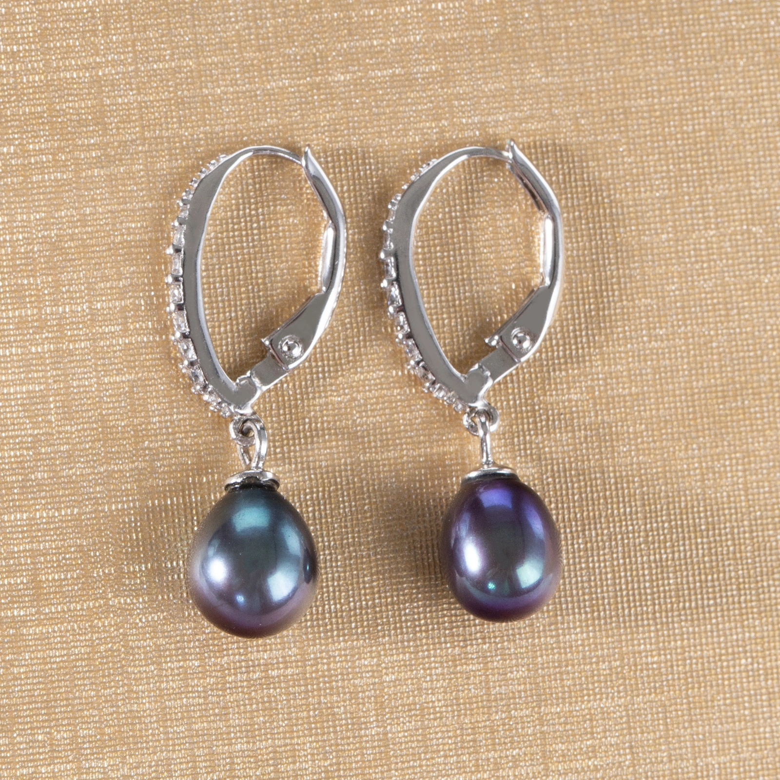 silver dangle pearl drop earrings