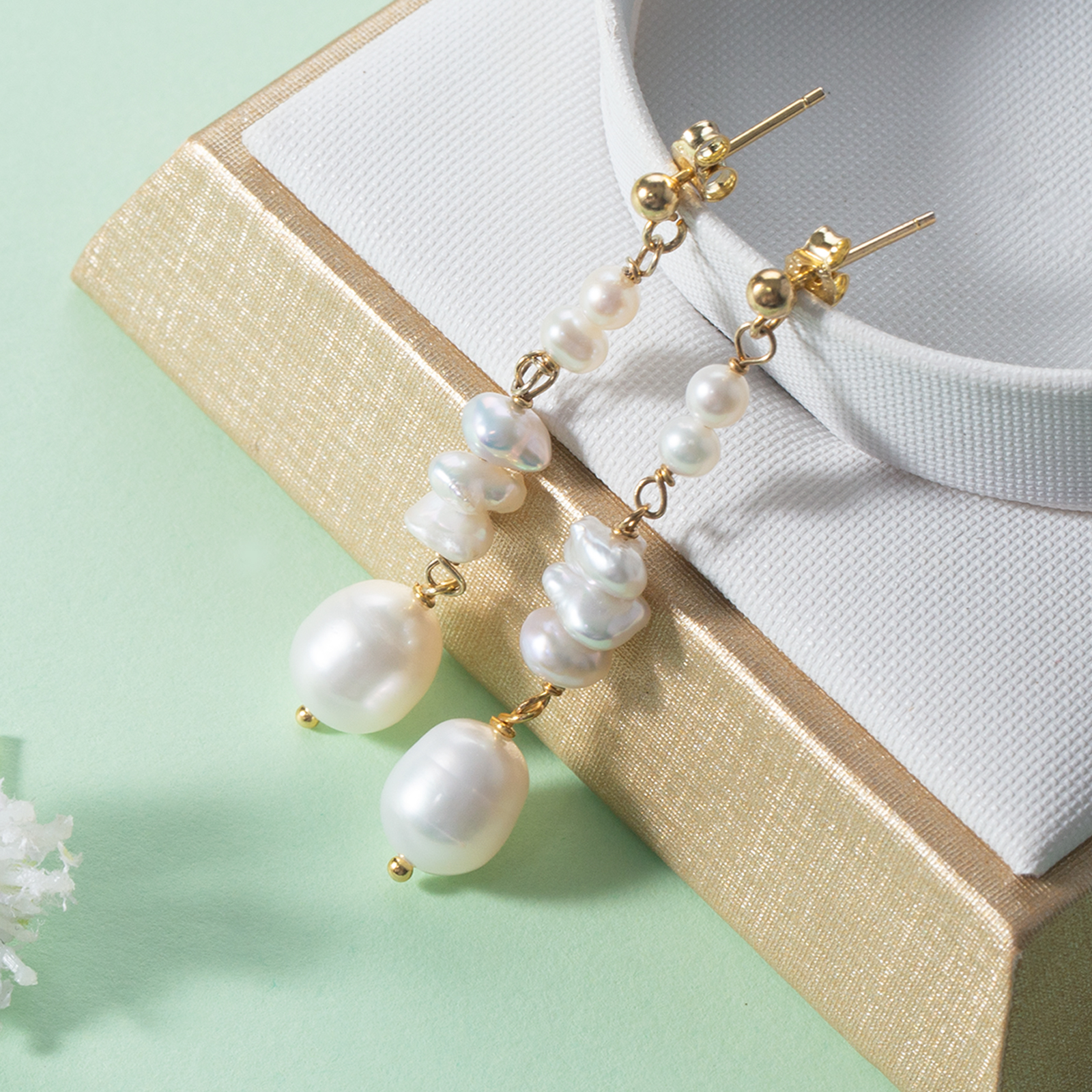silver pearl drop stud earrings graceful women earrings