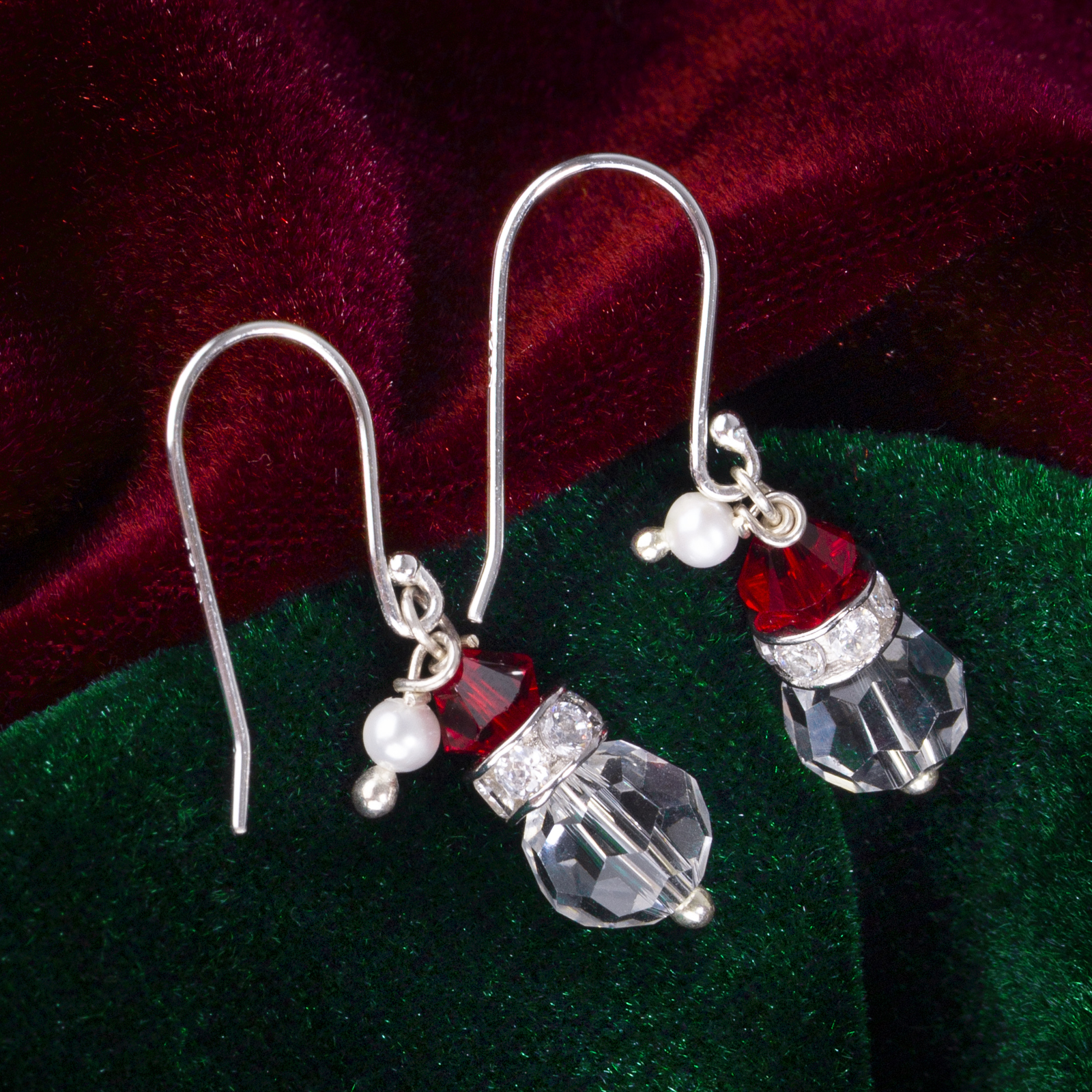 crystal christmas silver hook earrings elegant women jewelry