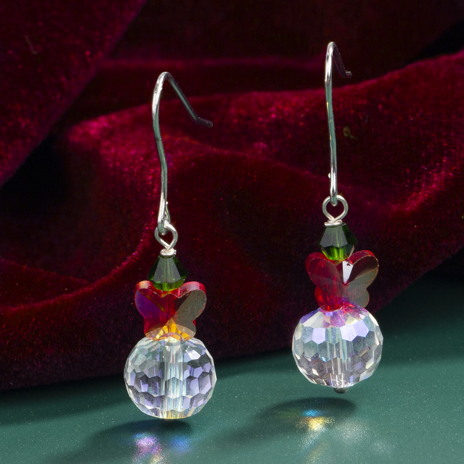 xmas earrings elegant women jewelry crystal hook earrings