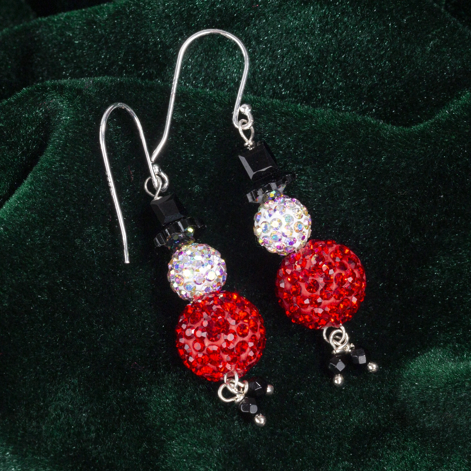 christmas snowman drop crystal paved earrings silver hook graceful earrings for women