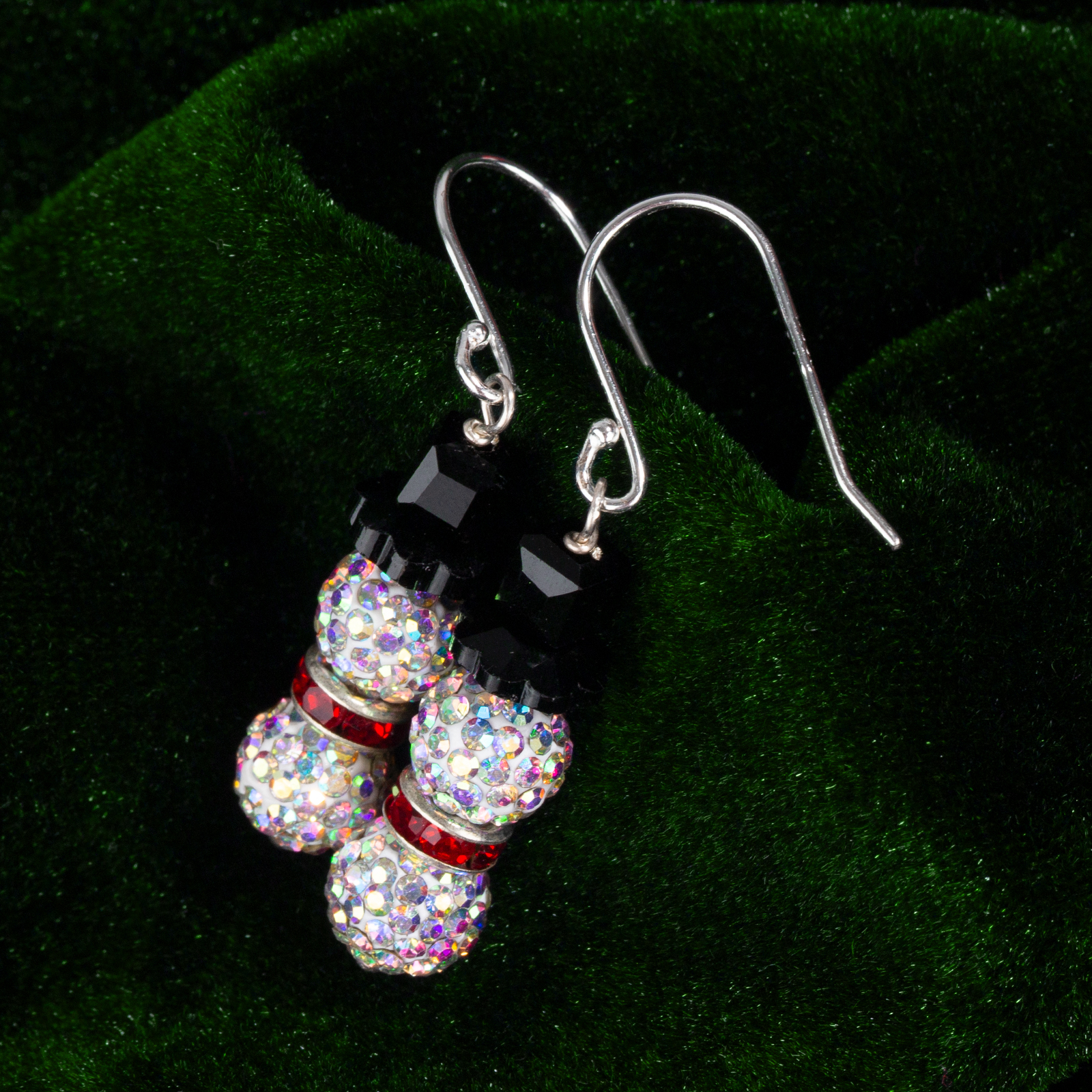 graceful christmas snowman drop earrings silver hook