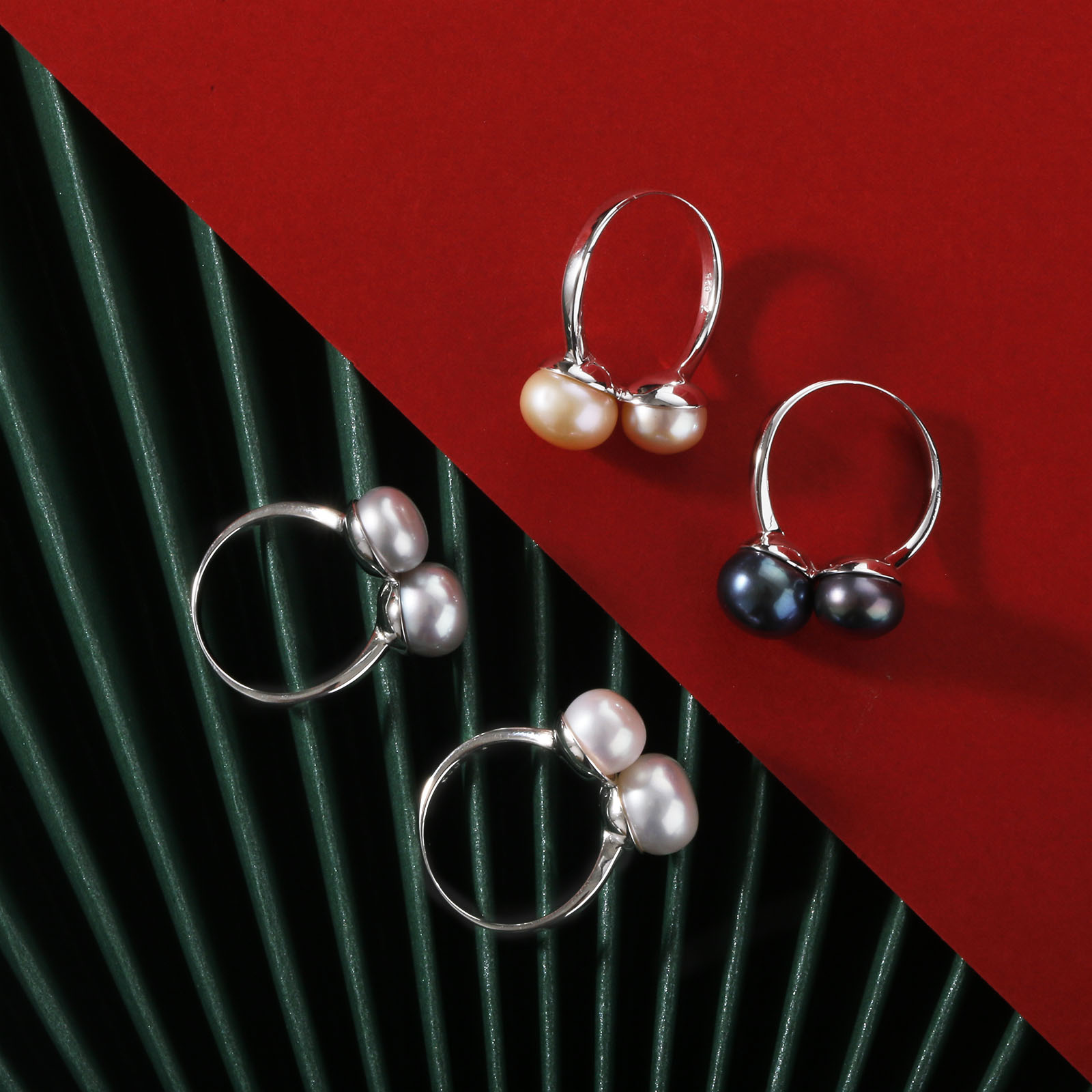 8-9mm freshwater pearl ring for men women couple silver ring